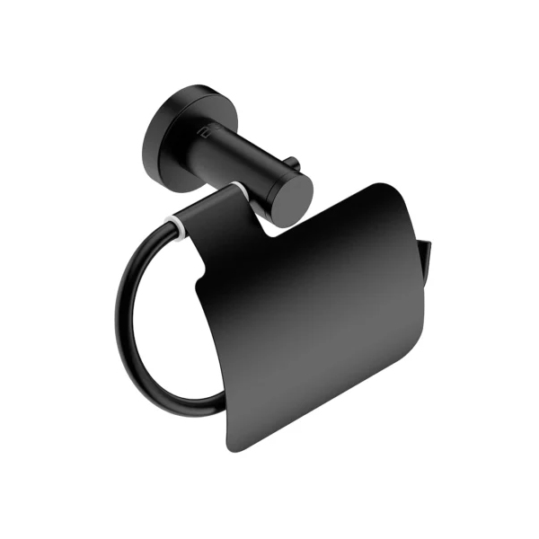 Bathroom Butler Matt Black Paper Holder Type 2 + Flap (4603)